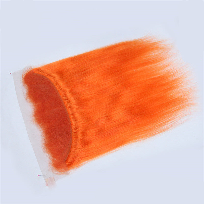 Oranje steile human hair extensions