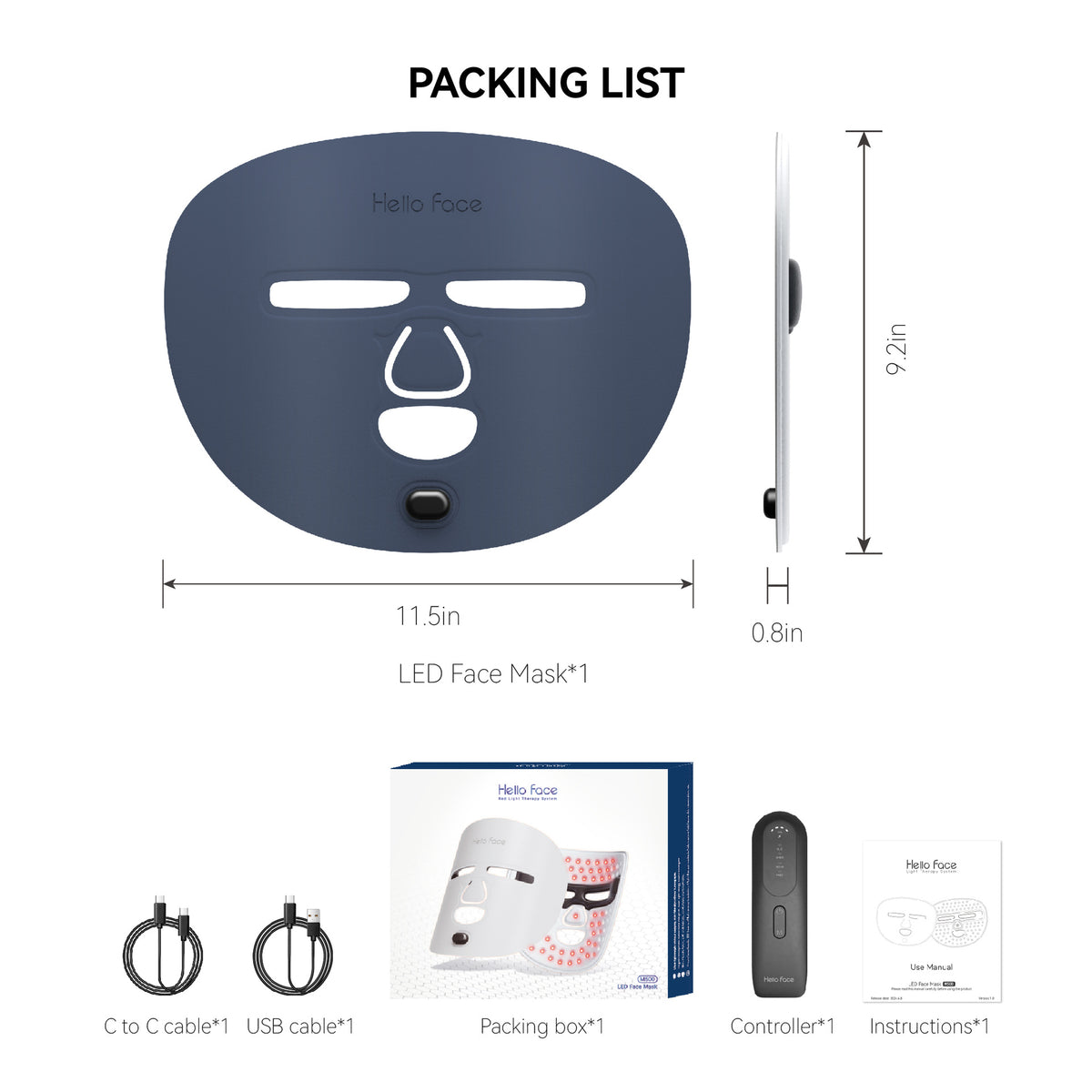 LED Mask Near Infrared Everbright Bank Light Spectrum Red Blue