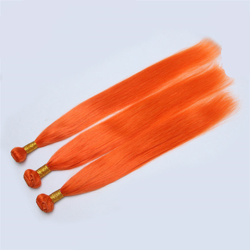 Oranje steile human hair extensions