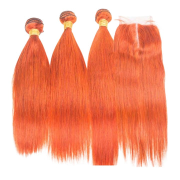 Oranje steile human hair extensions